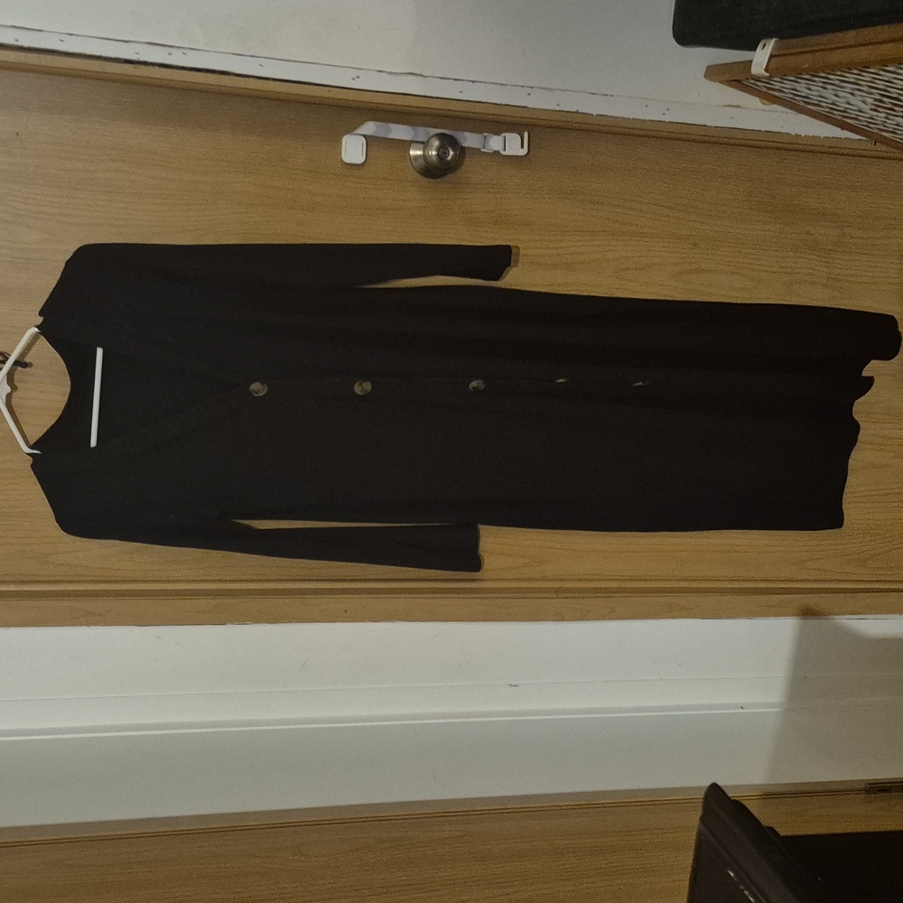 Black Long Cardigan with Buttons